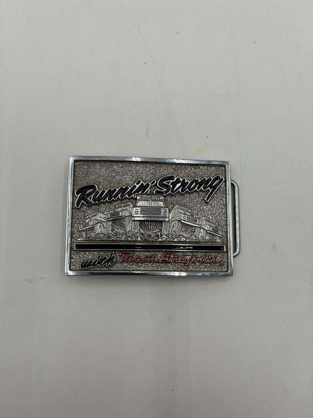 Vintage Snap-on Tools Runnin' Strong Chrome on Solid Brass Belt Buckle